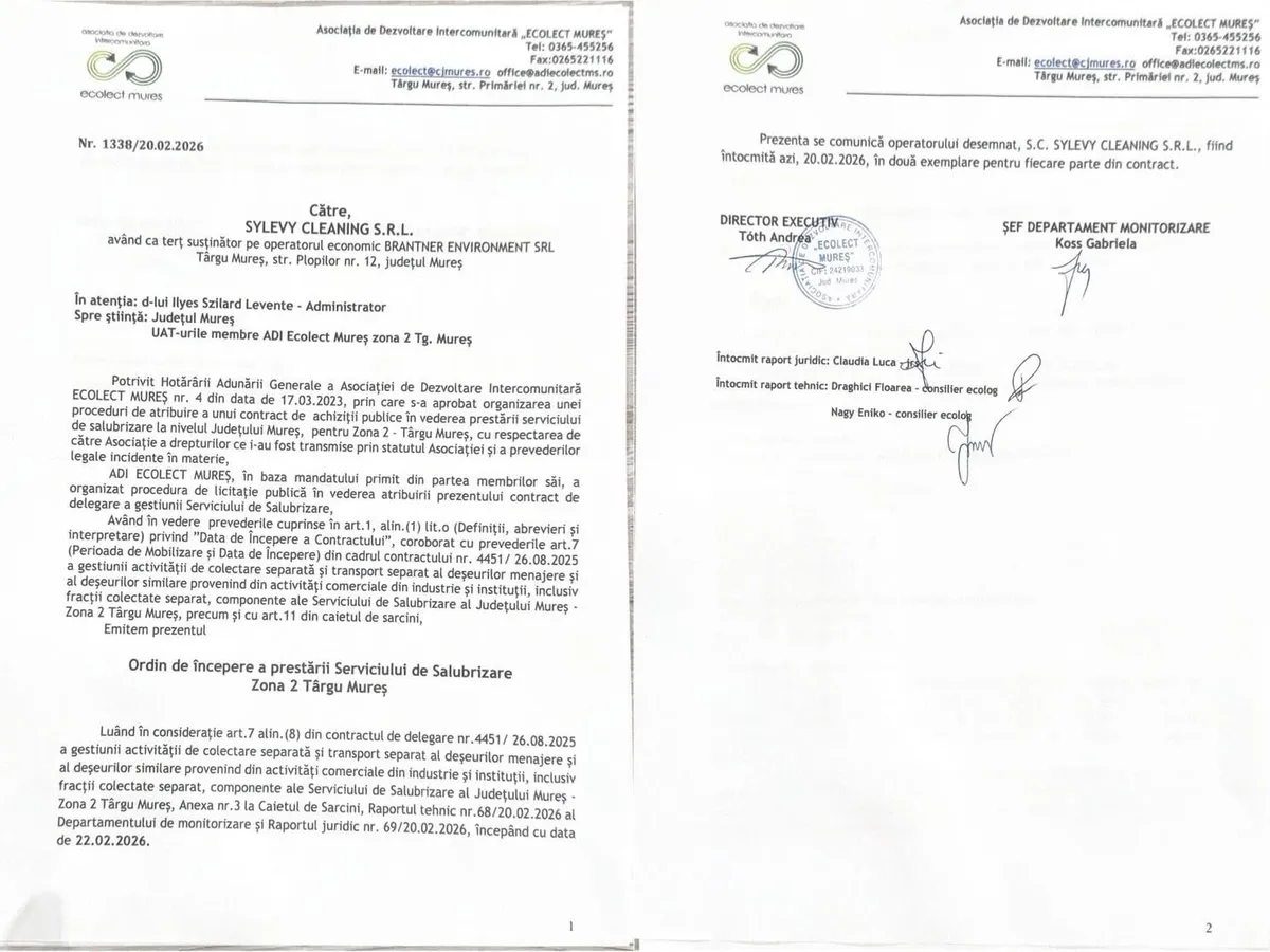 În ciuda neregulilor semnalate de ADI, tot ADI Ecolect dă ordin de începere a contractului de salubrizare a orașului Târgu Mureș