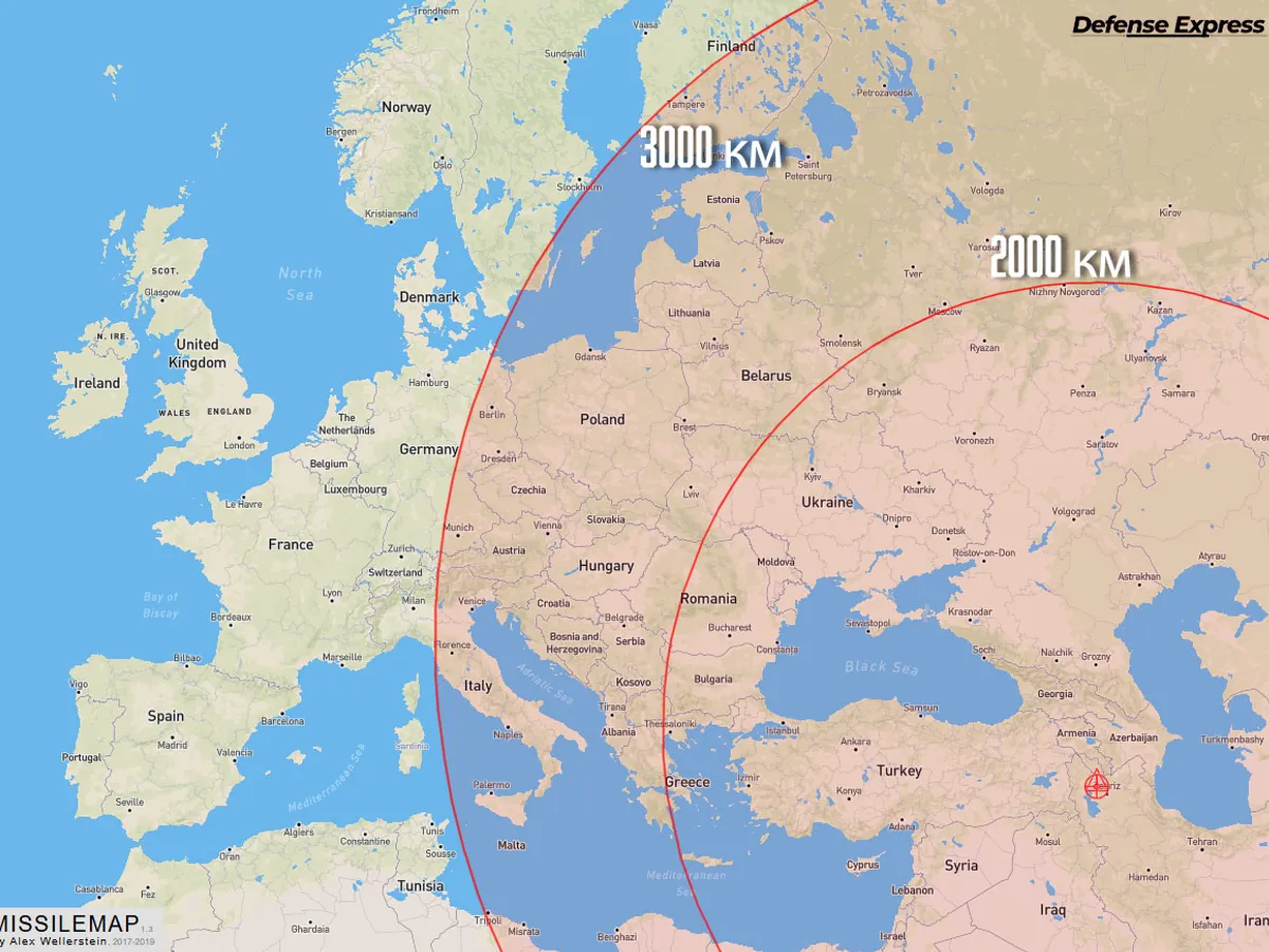 raza de acțiune a rachetelor Iranului - Foto: Defense Express