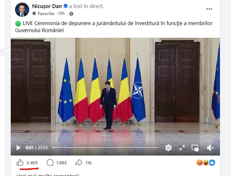 Postare Nicușor Dan - Foto: FB