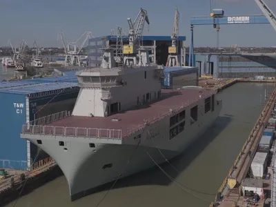 Primul portavion de drone aeriene și subacvatice din Europa, construit la Galați - Foto: captură video