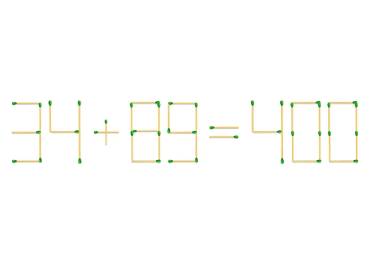 TEST DE INTELIGENȚĂ Corectează ecuația 34+89=400, mutând un singur băț de chibrit. Ai 10 secunde - Foto: mindyourlogic.com