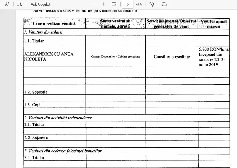 Declarație avere Anca Alexandrescu - Foto: ANI