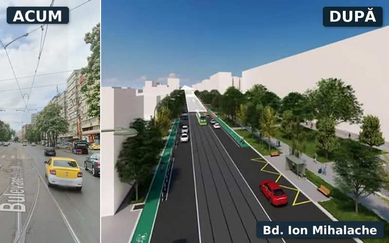 Cum va fi modernizat Bd Ion Mihalache: 1 bandă pe sens pentru mașini, sute de parcaje desființate - Foto: Facebook / Primăria Sectorului 1