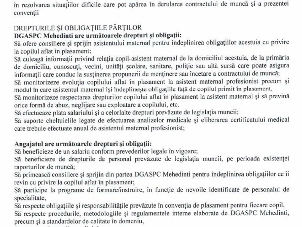 Model de convenție de plasament pentru copiii din Mehedinți