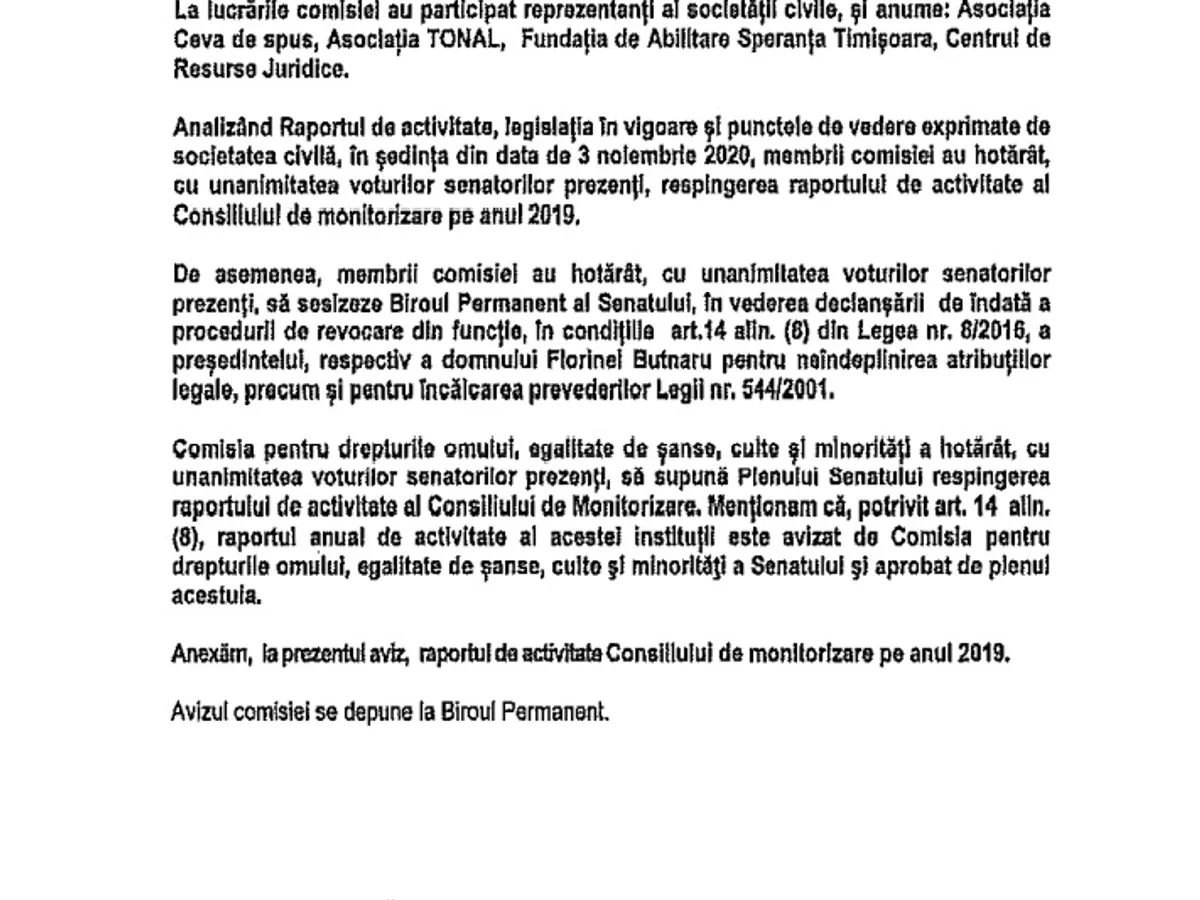 Sursa: Raportul Comisiei de drepturile omului din Senat