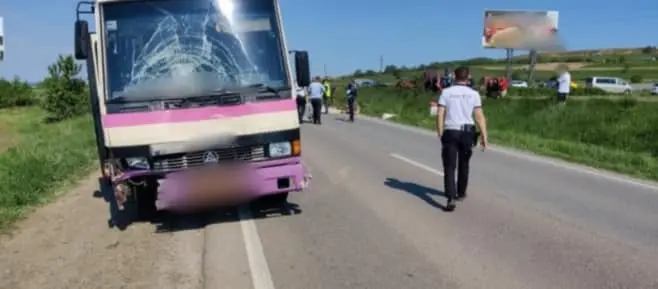 Căruță, spulberată de un autocar pe Drumul European 85. / Foto: Info Trafic 24, Facebook