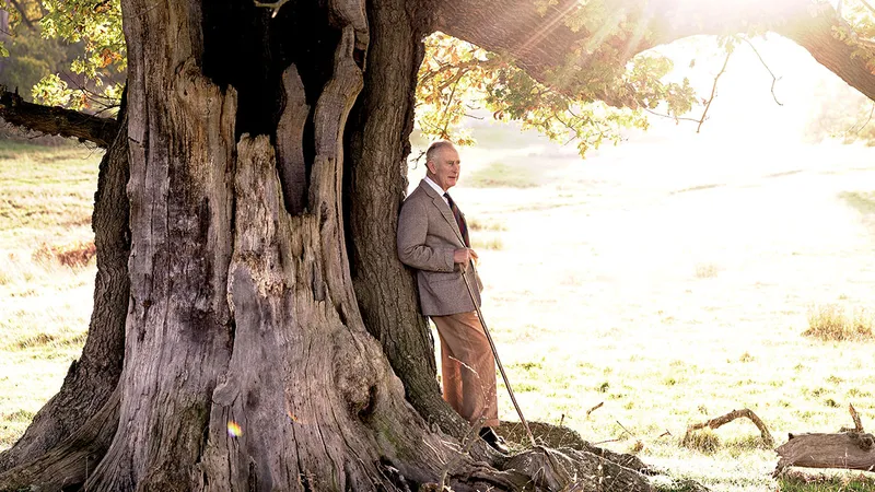 UN MOMENT IMPORTANT Încoronarea regelui Charles al III-lea (aici stând lângă un stejar străvechi în Windsor Great Park anul trecut) a fost un eveniment pregătit timp de 70 de ani.