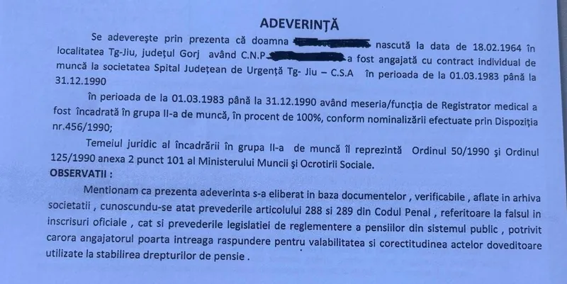 Adeverință - Foto: Facebook