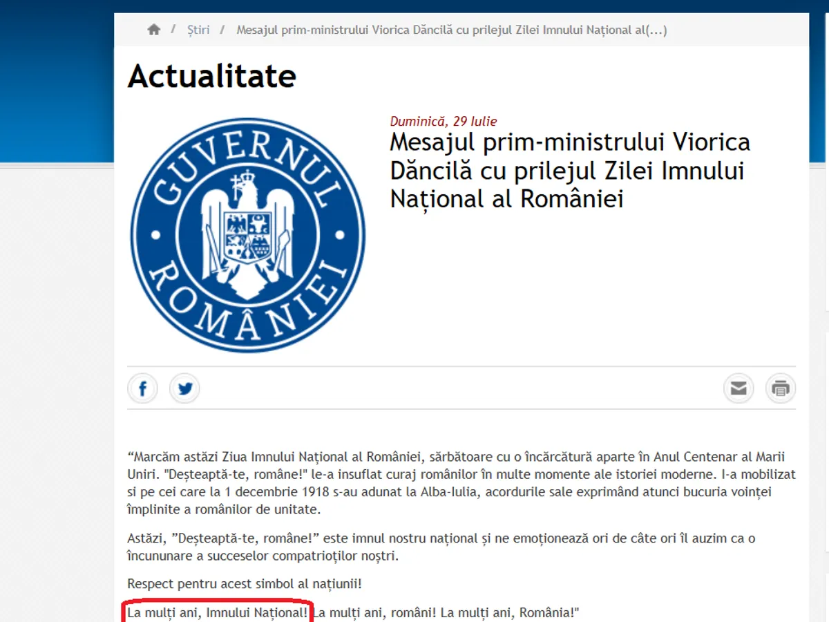 Comunicatul Guvernului pare scris chiar de către Viorica Dăncilă