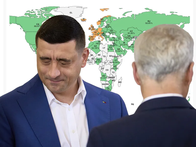 George Simion, bătut la vot de Nicușor Dan și în țări precum Rusia, Belarus, Iran sau China - Foto: Colaj Newsweek - Profimedia images