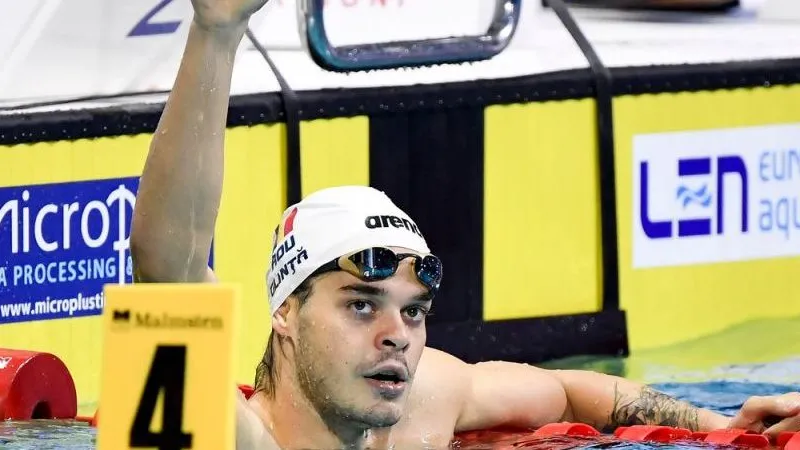 Robert Glinţă, medaliat cu bronz la proba de 50 de metri spate la Europenele de înot de la Kazan. / Foto: sport.ro