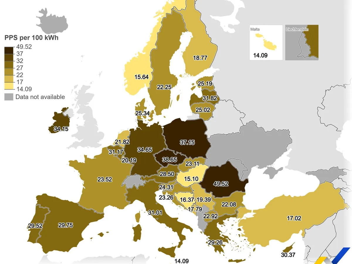 Prețurile energiei electrice în UE raportate la PPS - Foto: ec.europa.eu