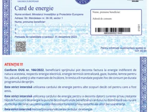 Card de energie- Foto: Ministerul Investițiilor și Proiectelor Europene