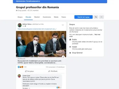 Grupul profesorilor din România/FOTO: Facebook