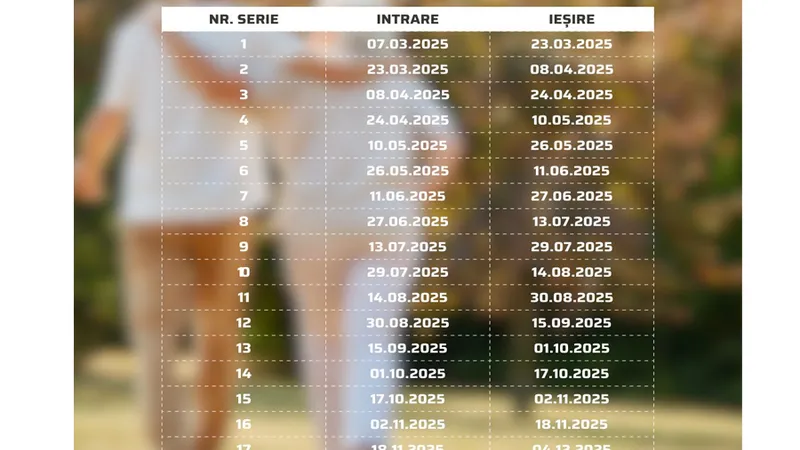 Calendarul seriilor pentru bilete de tratament la pensie. Preț redus cu 2.000 lei pentru pensionari - Foto: Facebook / CNPP Sălaj