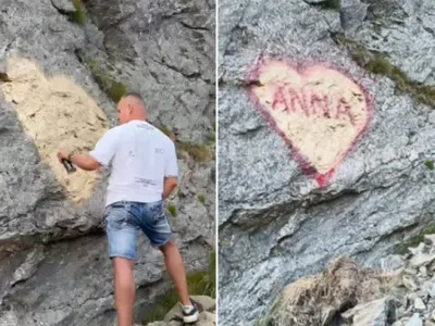 Ce riscă bărbatul care a vandalizat o stâncă de pe Transfăgărășan în semn de iubire față de „Anna”