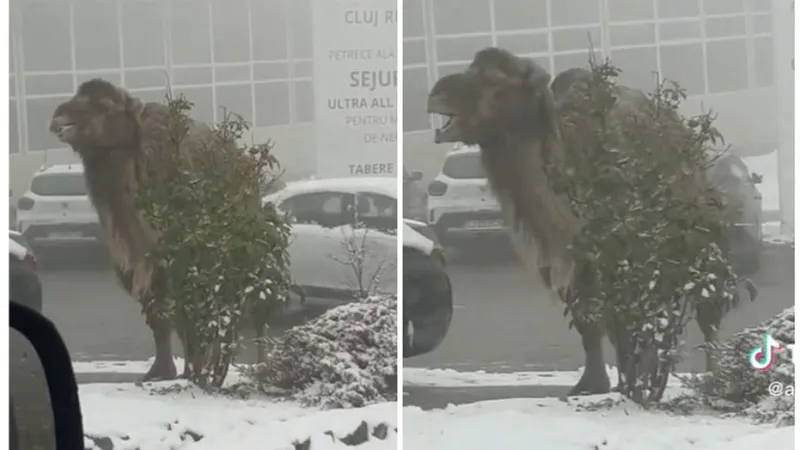 Cămilă în Cluj - Foto: Captură video