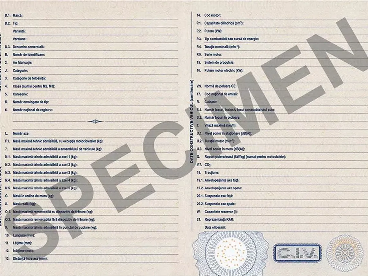 Ce conţine noul model de carte de identitate a vehiculului, eliberat de RAR - Foto: RAR
