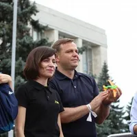 Maia Sandu şi Andrei Năstase în iulie 2018, în timpul unor proteste la Chişinău