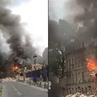 Explozie puternică la Paris. Fațada Academiei Americane s-a prăbușit - Foto: Captură video