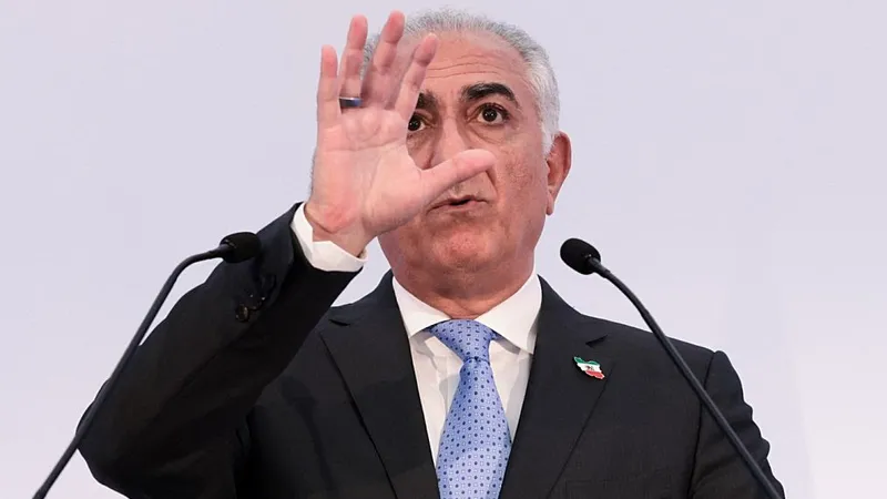 Reza Pahlavii, în conferinţă de presă, astăzi - Foto: Profimedia Images