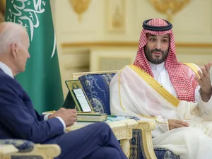 Prințul saudit Mohammed bin Salman la întâlnirea cu președintele Joe Biden/ Foto: Profimedia