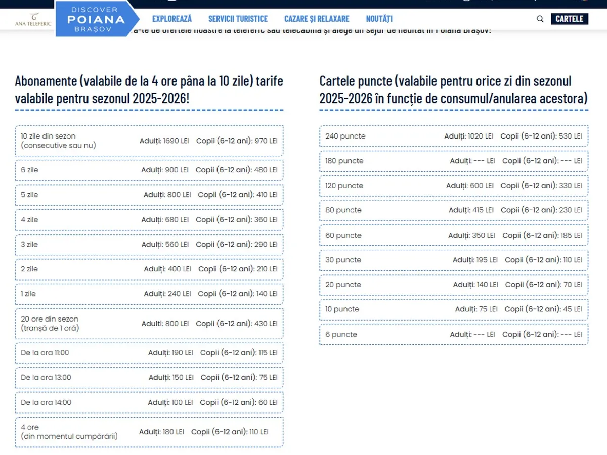 Tarife skipass Poiana Brasov 2025-2026 - Foto: discoverpoiana.ro