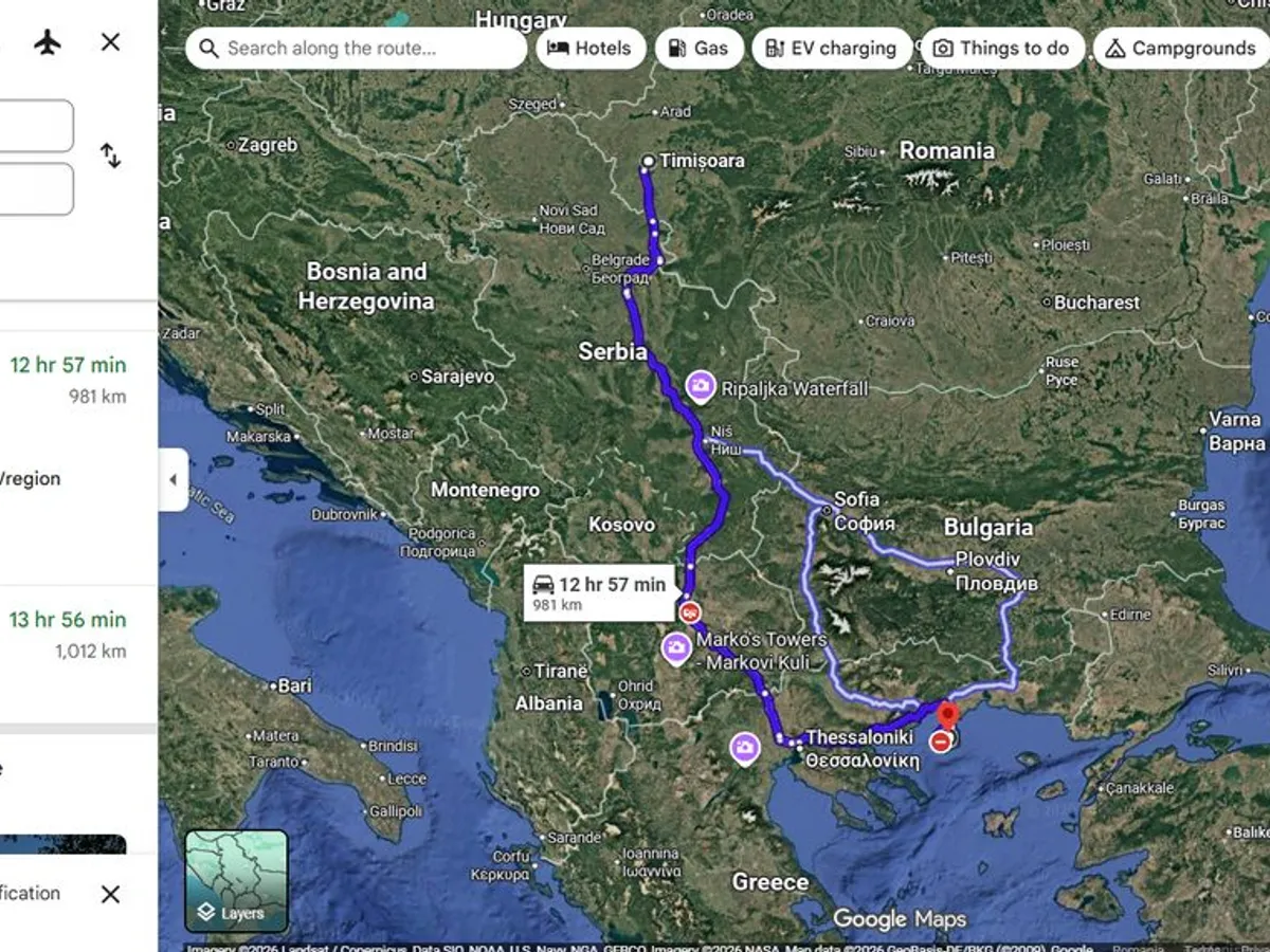 Drum Timișoara - Thassos - Foto: Google Maps