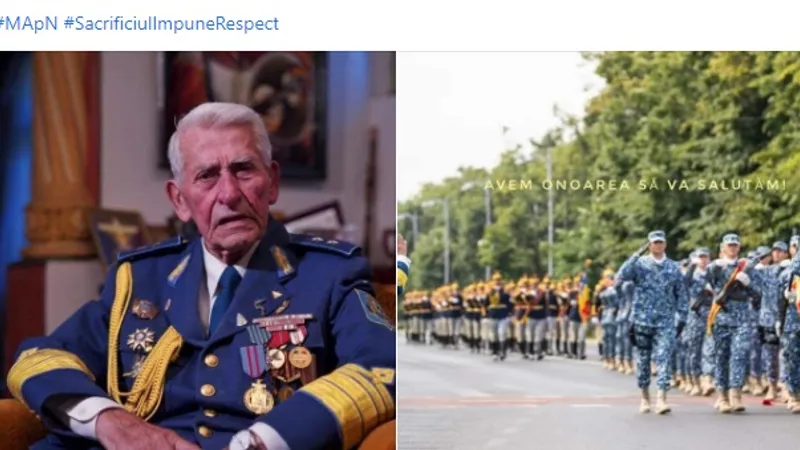 Radu Theodoru, general fondator al PRM, lăudat în Sputnik și fan AUR, lăudat de MApN. În cele din urmă, Ministerul Apărării a șters postarea.