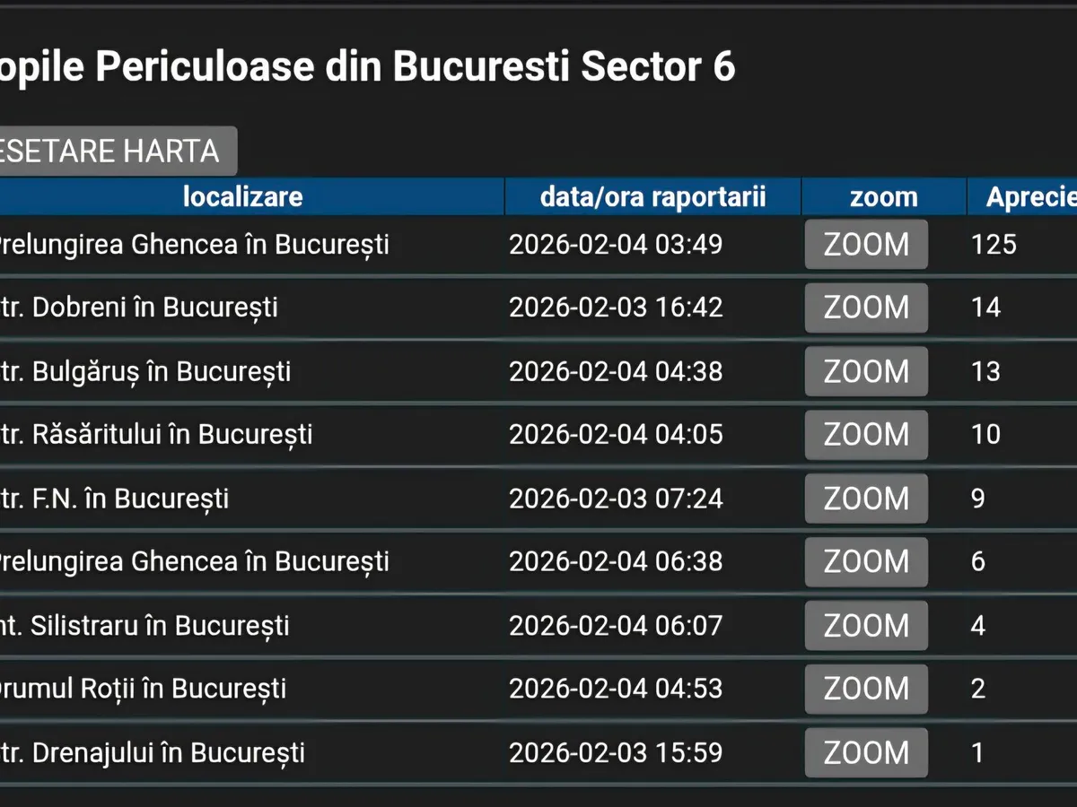 Topul gropilor raportate de șoferi în S6 - Foto: Facebook / Primăria Sectorului 6