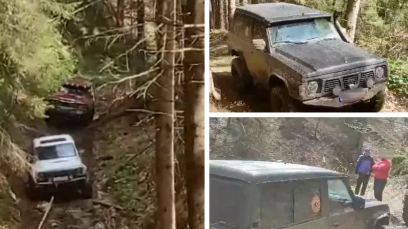 Șoferii au intrat cu mașinile off-road în zona protejată. Au primit amenzi de 30.000 de lei Foto: captura video observator