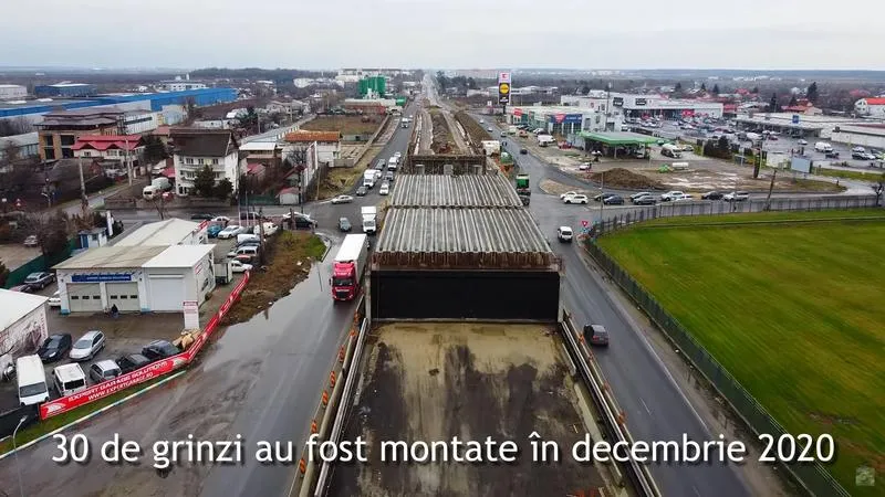 Stadiul lucrărilor de la pasajul Mogoșoaia/FOTO: YouTube (captură)