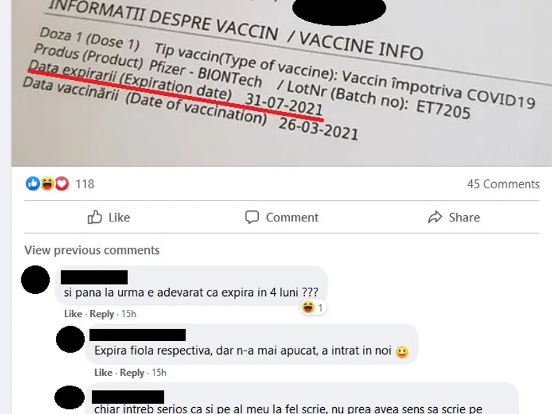 Discuție despre expirarea vaccinului anti-COVID-19