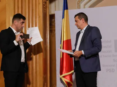 George Simion, liderul AUR, şi Sorin Grindeanu, liderul PSD - Foto: INQUAM PHOTOS/George Călin
