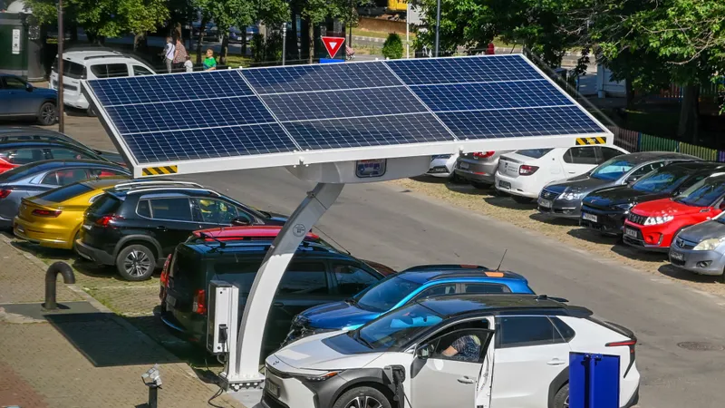 Stație pentru mașini electrice cu energie gratis, de la Soare, în București. Plinul la Spring, în 5h - Foto: Facebook / Primaria Sectorului 2 Bucuresti