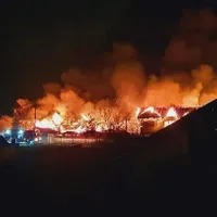 Incendiu puternic la Hanu Vânătorului, județul Galați. / Foto: Facebook