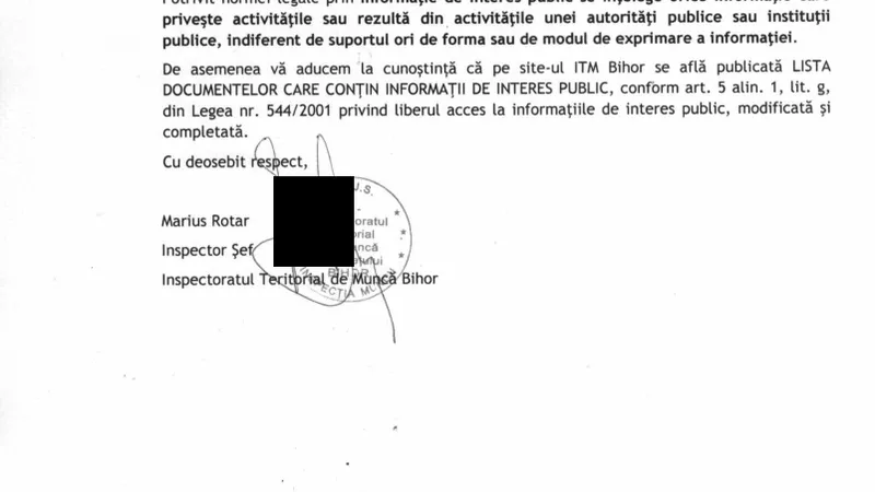 Secretizarea declarațiilor de avere la ITM Bihor, o practică de trei ani. Răspuns oficial al instituției la solicitarea Newsweek România