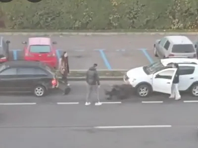 Tamponare cu bătaie, în Brașov - Foto: captură video