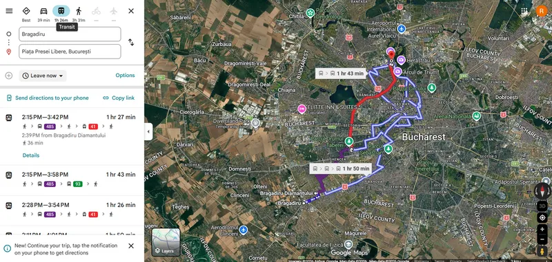 Drum Bragadiru - Piața Presei - Foto: Google Maps