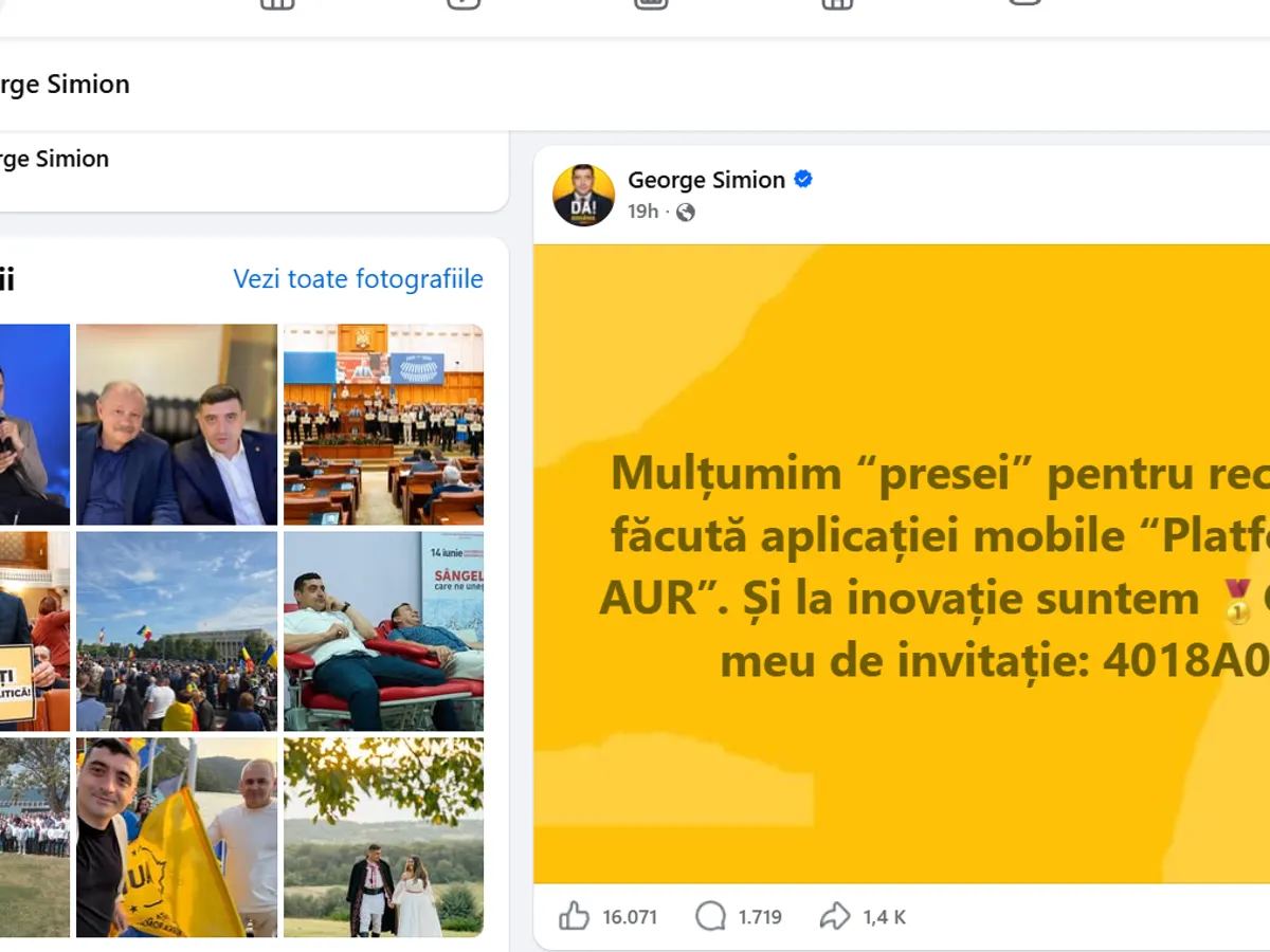 POstare Simion - Foto: FB / Simion
