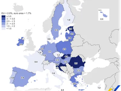 Inflația anuală în UE la nivelul lunii ianuarie 2026 - Foto: Eurostat