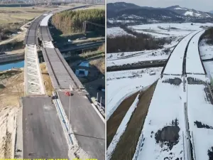 Evoluția lucrărilor pe lotul 5 al Autostrăzii Pitești-Sibiu în ultimele 3 luni. Gata la vară? - Foto: Facebook / Drum Expres Focsani-Braila-Constanta