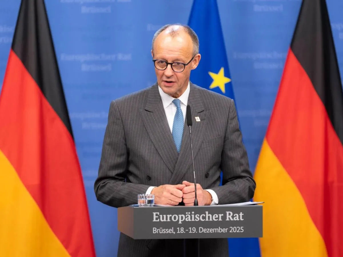 Cancelarul federal Friedrichh Merz, în conferinţă de presă - Foto: Profimedia Images