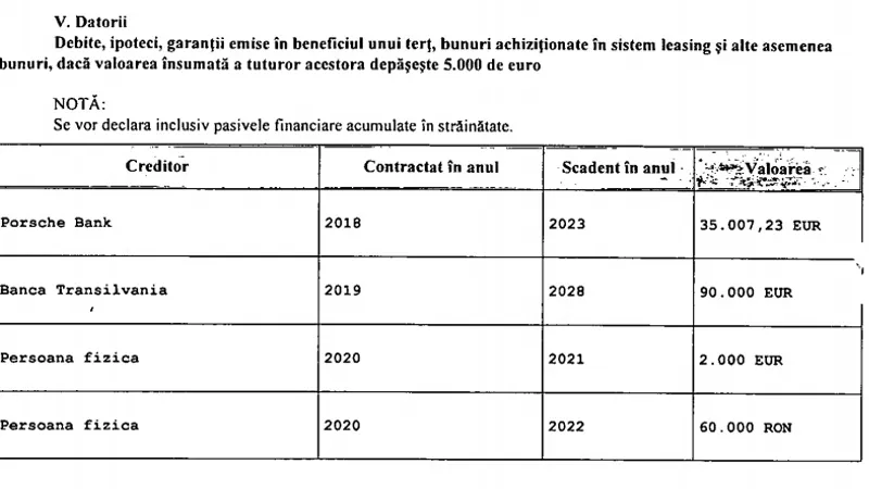 Sursa: Declarația de avere a lui Adrian Streinu-Cercel. Sursa: ANI