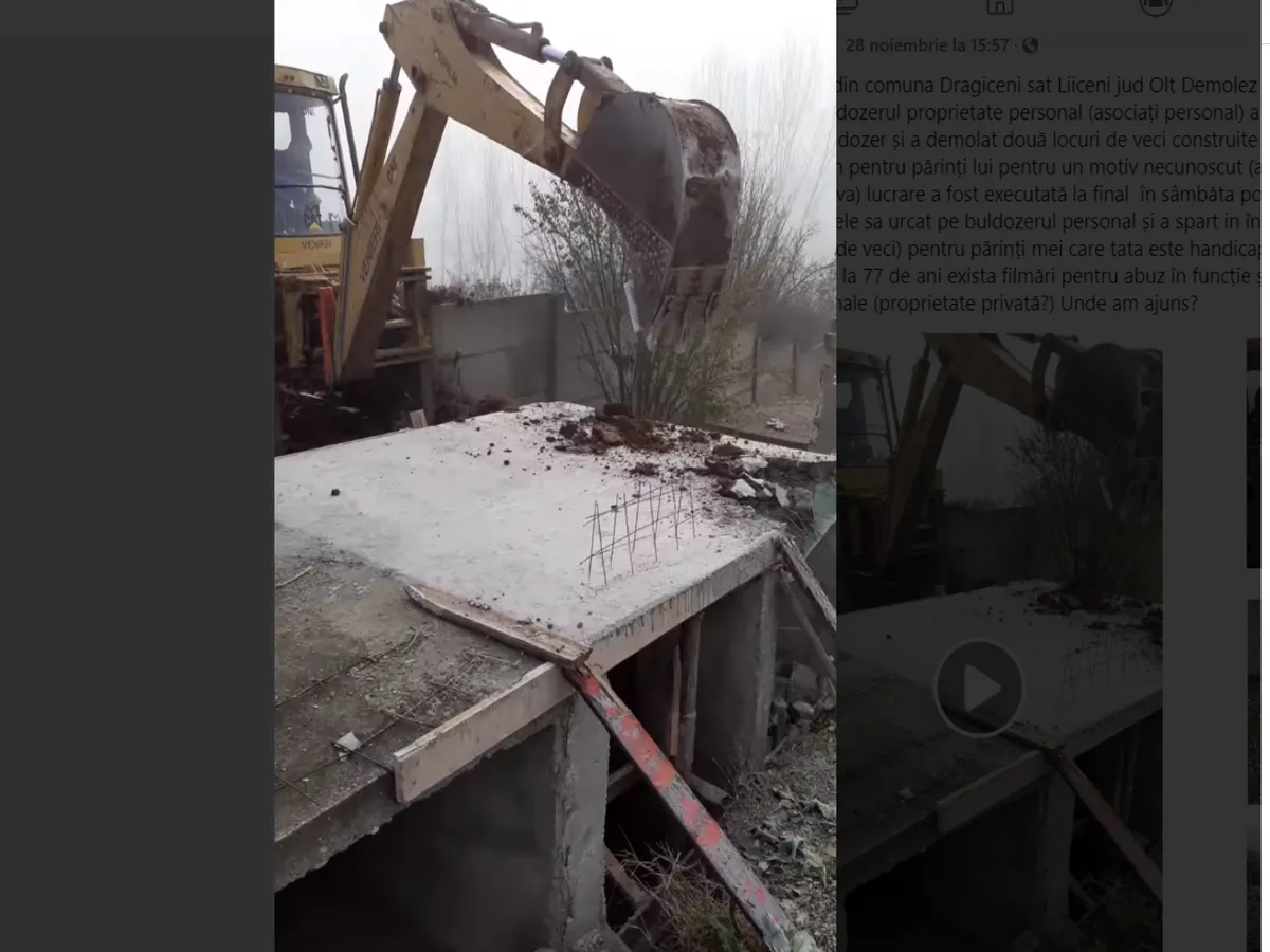 Cu buldozerul în cimitir / FB