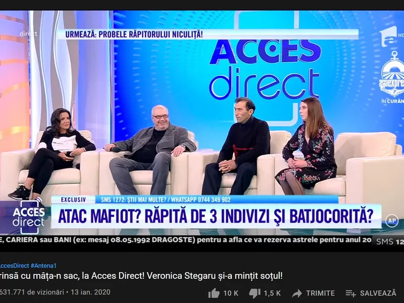 „Telenovela” soților Stegaru, despre care Mirela Vaida spune că are „autenticitate”. Sursă: Captură video Acces direct