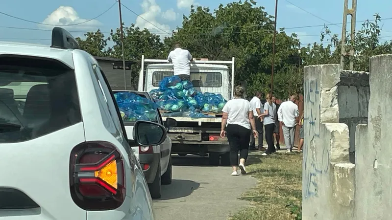 Primarul din Crevedia Florin Petre împarte ajutoare - Foto: Facebook