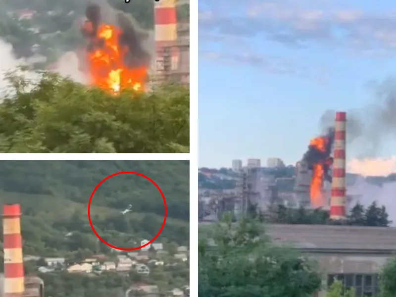 Explozie puternică la o rafinărie Rosneft de la Marea Neagră după un atac cu drone ucrainene - Foto: Twitter/ technicznybdg - Captură foto