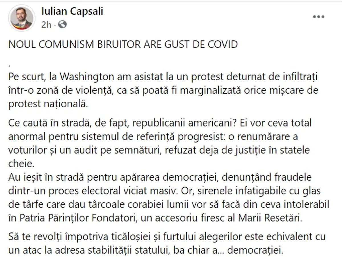 Un alt cunoscut rusofil, Iulian Capsali. Sursa: Facebook