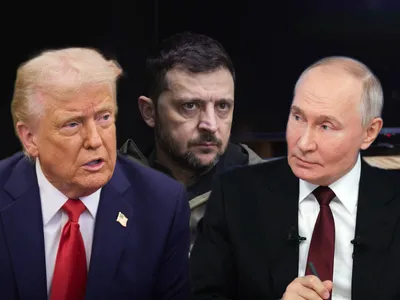 Donald Trump, Volodimir Zelenski și Vladimir Putin - Foto: Profimedia images